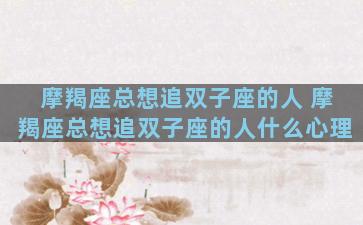 摩羯座总想追双子座的人 摩羯座总想追双子座的人什么心理